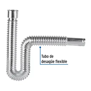 Foset Céspol flexible, polietileno cromo, para lavabo y fregadero