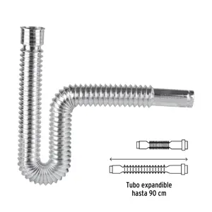 Foset Céspol flexible, polietileno cromo, para lavabo y fregadero