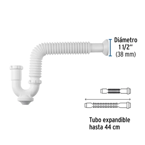 Foset Céspol rígido p/fregadero s/contra, polipropileno, 1-1/2