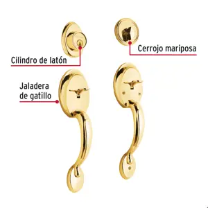 Hermex Doble jaladera, perilla y cerrojo mariposa, brillante, Basic