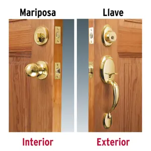 Hermex Jaladera, perilla y cerrojo llave-mariposa, latón brillante