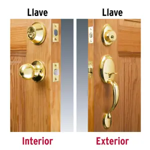 Hermex Jaladera, perilla y cerrojo llave-llave, latón brillante