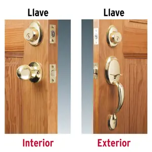 Hermex Jaladera, perilla y cerrojo llave, latón brillante, Basic