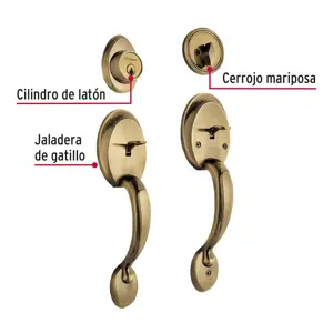 Hermex Doble jaladera, perilla y cerrojo mariposa, antiguo, Basic