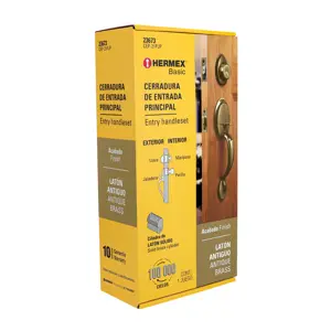 Hermex Jaladera, perilla y cerrojo mariposa, latón antiguo, Basic