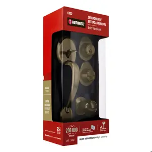 Hermex Jaladera, perilla y cerrojo llave-llave, latón antiguo
