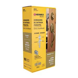 Hermex Jaladera, perilla y cerrojo llave, latón antiguo, Basic