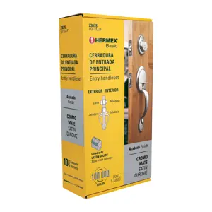 Hermex Doble jaladera, perilla y cerrojo mariposa, cromo mate,Basic