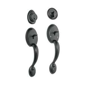 Hermex Doble jaladera, perilla y cerrojo L-M, negro, Basic