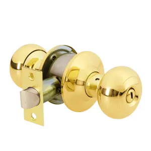 Cerradura tipo oval para baño, latón brillante, Hermex