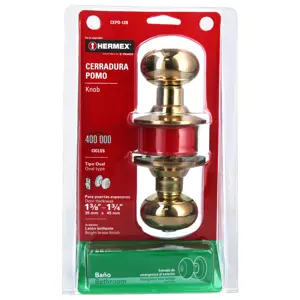 Cerradura tipo oval para baño, latón brillante, Hermex