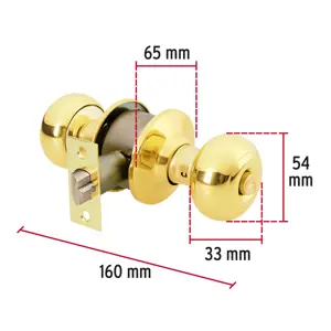 Cerradura tipo oval para recámara, latón brillante, Hermex