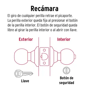 Cerradura tipo esfera para recámara, latón antiguo, Hermex