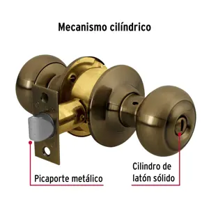Cerradura tipo oval para baño, latón antiguo, Hermex