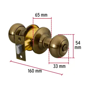 Cerradura tipo oval para baño, latón antiguo, Hermex