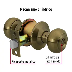 Cerradura tipo oval para entrada, latón antiguo, Hermex