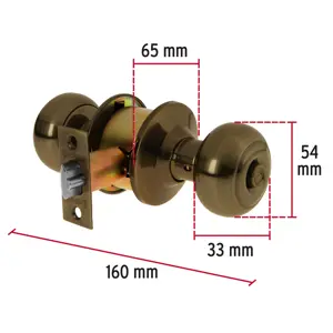 Cerradura tipo oval para recámara, latón antiguo, Hermex