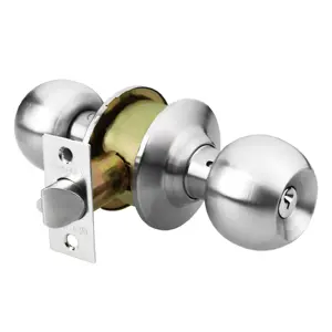 Cerradura tipo esfera para recámara, cromo mate, Hermex