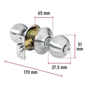 Cerradura tipo esfera para recámara, cromo mate, Hermex