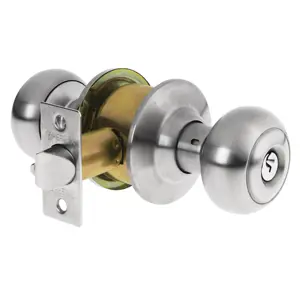 Cerradura tipo oval para entrada, cromo mate, Hermex