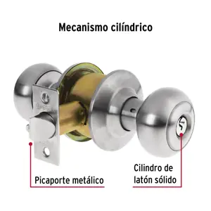 Cerradura tipo oval para entrada, cromo mate, Hermex