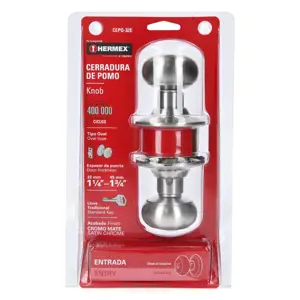 Cerradura tipo oval para entrada, cromo mate, Hermex