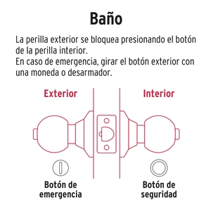 Cerradura pomo, negro, esfera, baño, Hermex
