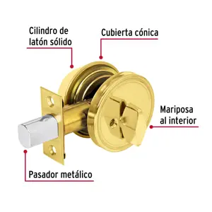 Hermex Cerrojo llave-mariposa latón brillante, llave de puntos