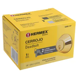 Hermex Cerrojo llave-mariposa latón brillante, llave tradicional