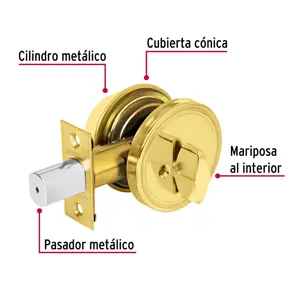 Hermex Cerrojo llave-mariposa latón brillante, llave tradicional