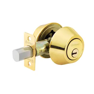 43592 / CERO-12 Cerrojo llave-llave latón brillante, llave de puntos, Hermex