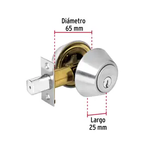 Cerrojo llave-mariposa cromo mate, llave tradicional, Hermex
