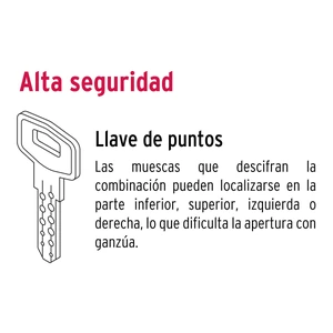 Cerrojo llave-llave negro, llave de puntos, Hermex