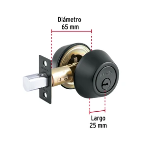 Cerrojo llave-llave negro, llave de puntos, Hermex