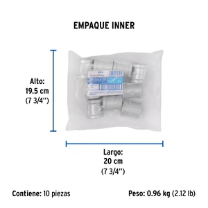 Cople reforzado de acero galvanizado de 3/4