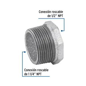 Reducción bushing acero galvanizado 1-1/4 x 1/2
