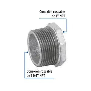 Reducción bushing acero galvanizado 1-1/4 x 1