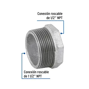 Reducción bushing acero galvanizado 1-1/2 x 1/2