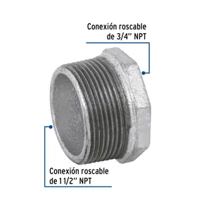 Reducción bushing acero galvanizado 1-1/2 x 3/4