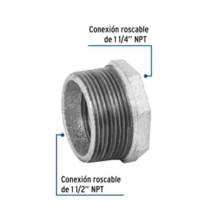 Reducción bushing acero galvanizado 1-1/2 x1-1/4