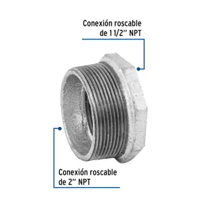 Reducción bushing acero galvanizado 2 x 1-1/2