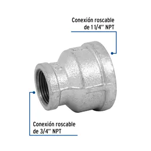 Reducción campana acero galvanizado 1-1/4