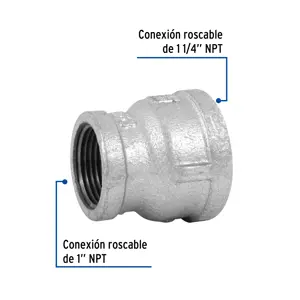 Reducción campana acero galvanizado 1-1/4
