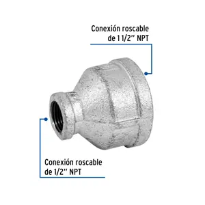 Reducción campana acero galvanizado 1-1/2