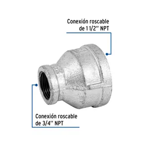 Reducción campana acero galvanizado 1-1/2
