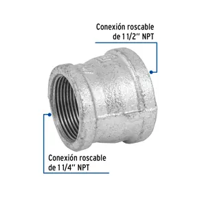 Reducción campana acero galvanizado 1-1/2