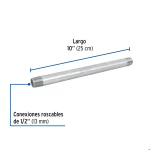 Niple de acero galvanizado 1/2 x 10