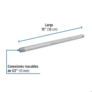 Niple de acero galvanizado 1/2 x 15