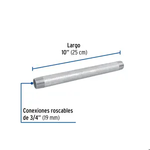 Niple de acero galvanizado 3/4 x 10