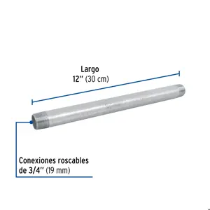 Niple de acero galvanizado 3/4 x 12